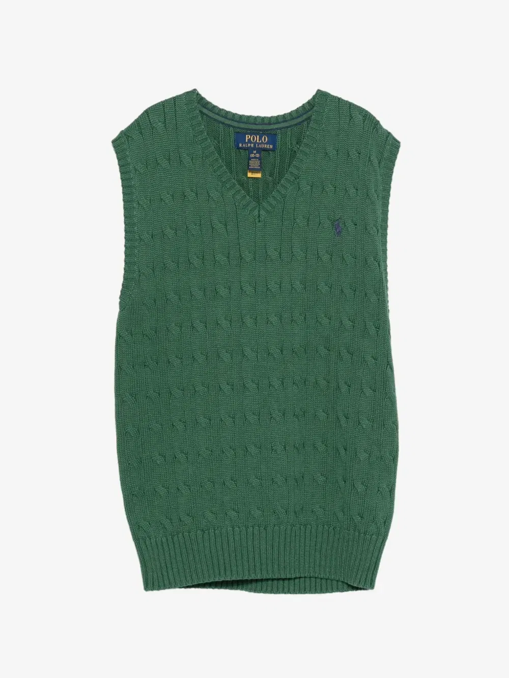 Жилет фактурной вязки с V-образным вырезом POLO RALPH LAUREN KIDS, зеленый