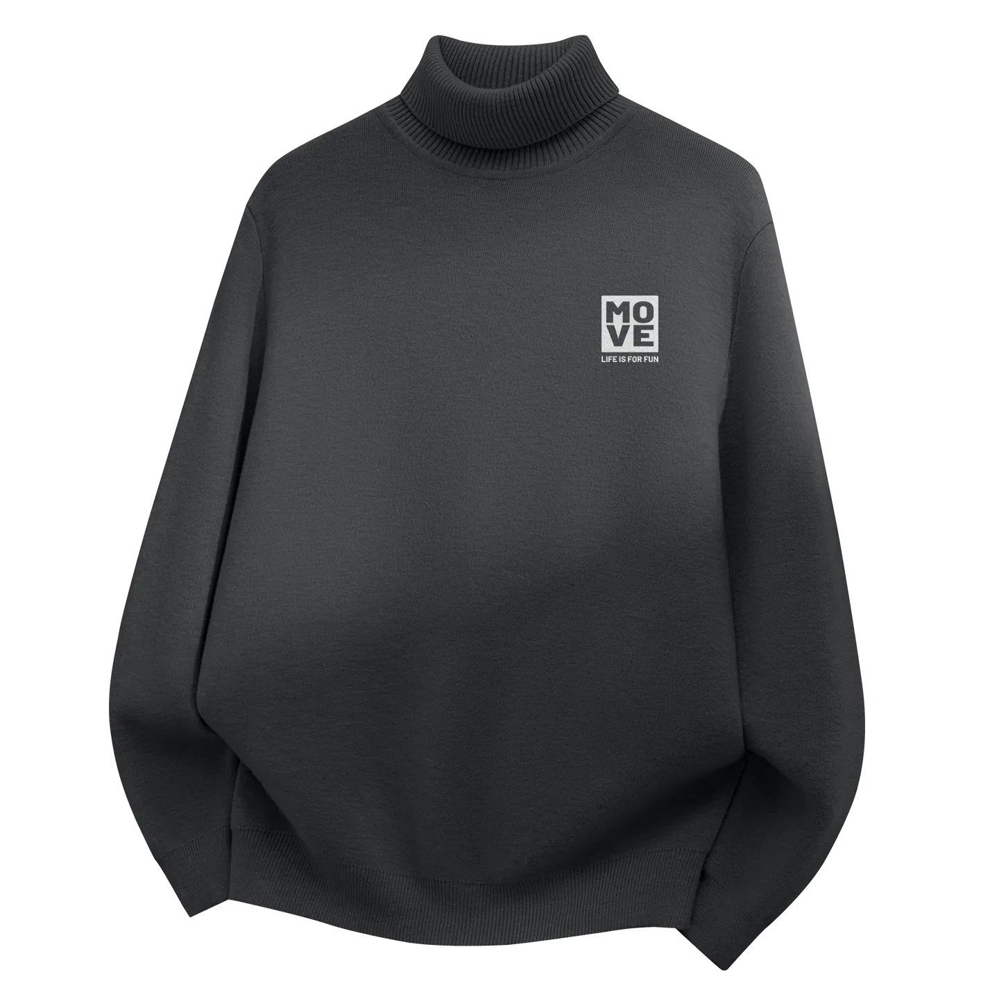 Детский свитер с принтом MINISO, Integrated Fleece Turtleneck, Dark Gray (Heartbeat Label Chest Logo)