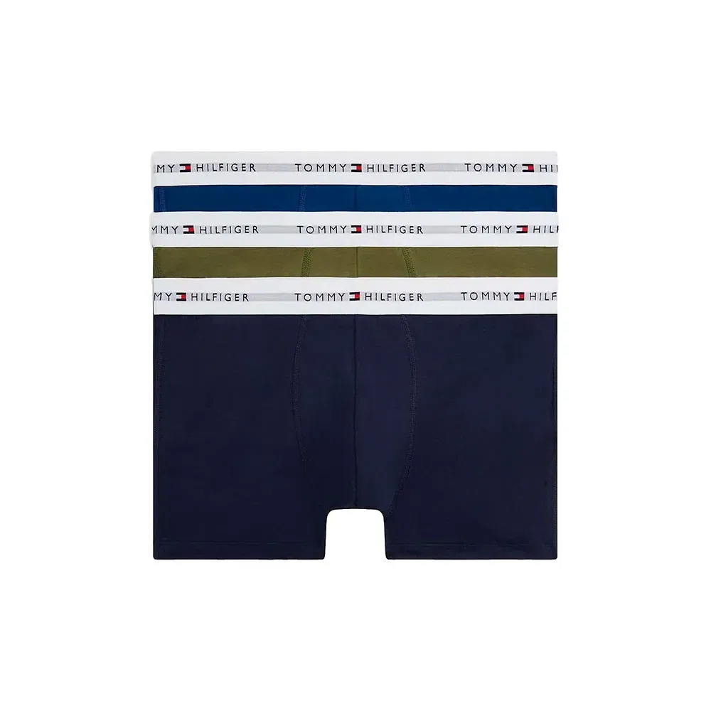 Комплект трусов Tommy Hilfiger Signature Repeat Logo Waistband, 3 предмета, армейский зеленый/темно-синий/синий