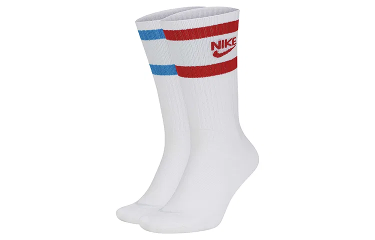 Детские носки спортивные с логотипом, комплект из 2 пар, Nike, Red/Blue