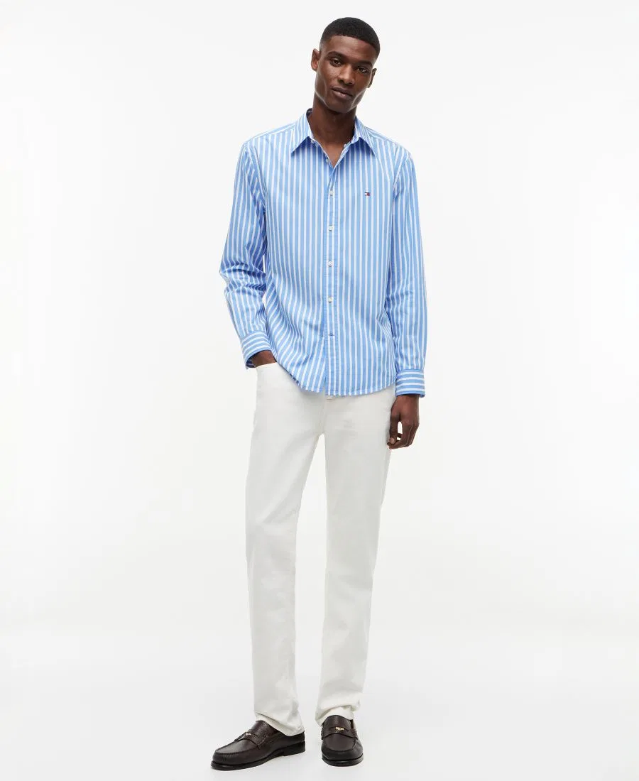 Рубашка с длинным рукавом Regular Fit Flex Poplin Stripe Tommy Hilfiger, Blue Spell Stripe — фото 2