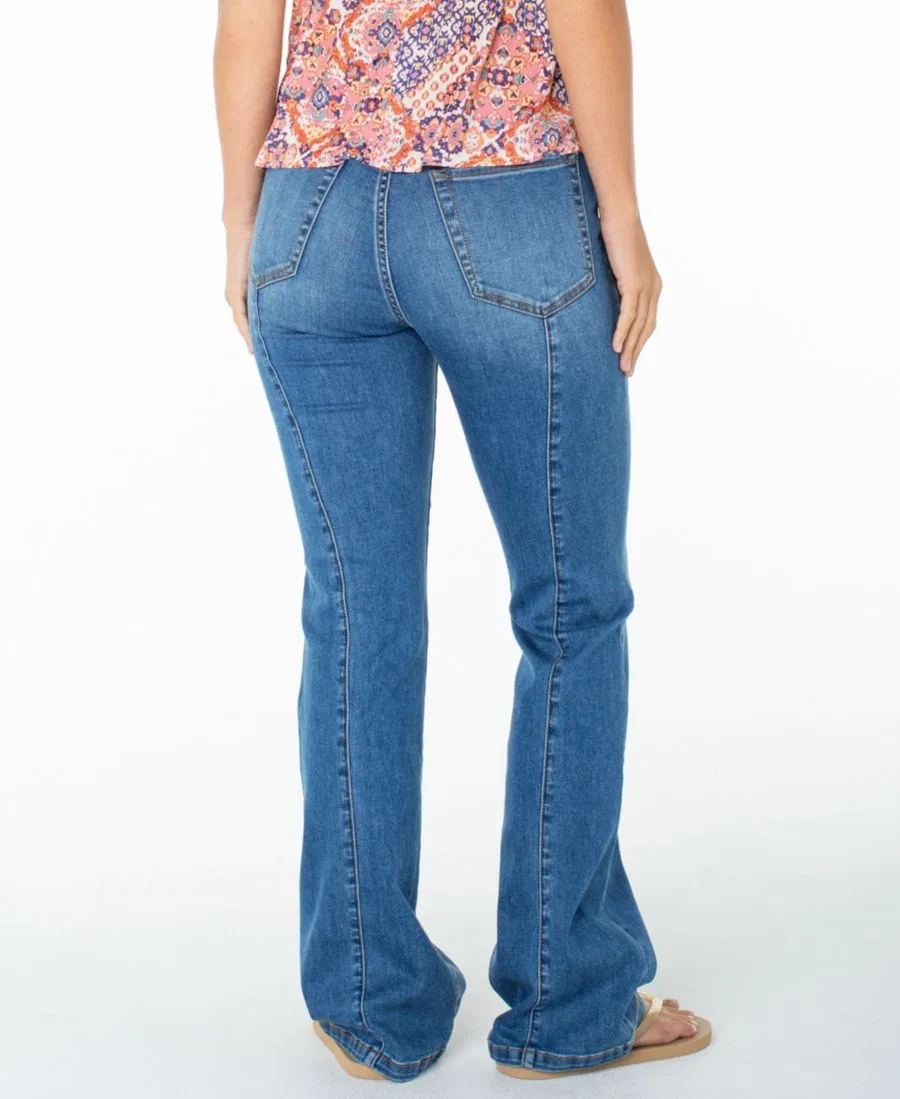 Джинсы клеш с высокой посадкой в стиле карго Roxy, Ocean Blur Denim Wash — фото 4
