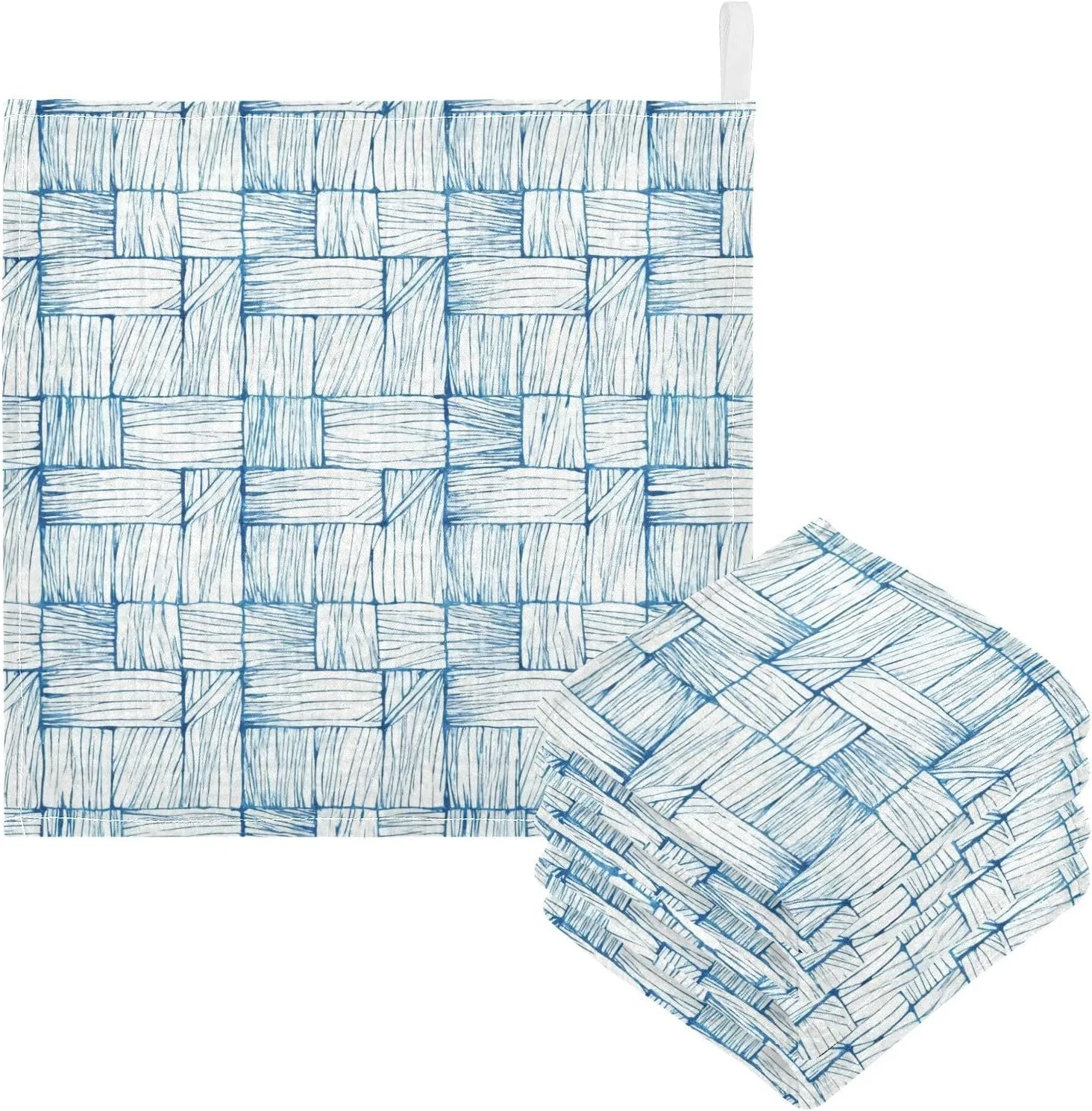 Махровая салфетка для лица из муслина GuoChe, 5 шт, 30x30 см, Синий узор — фото 3