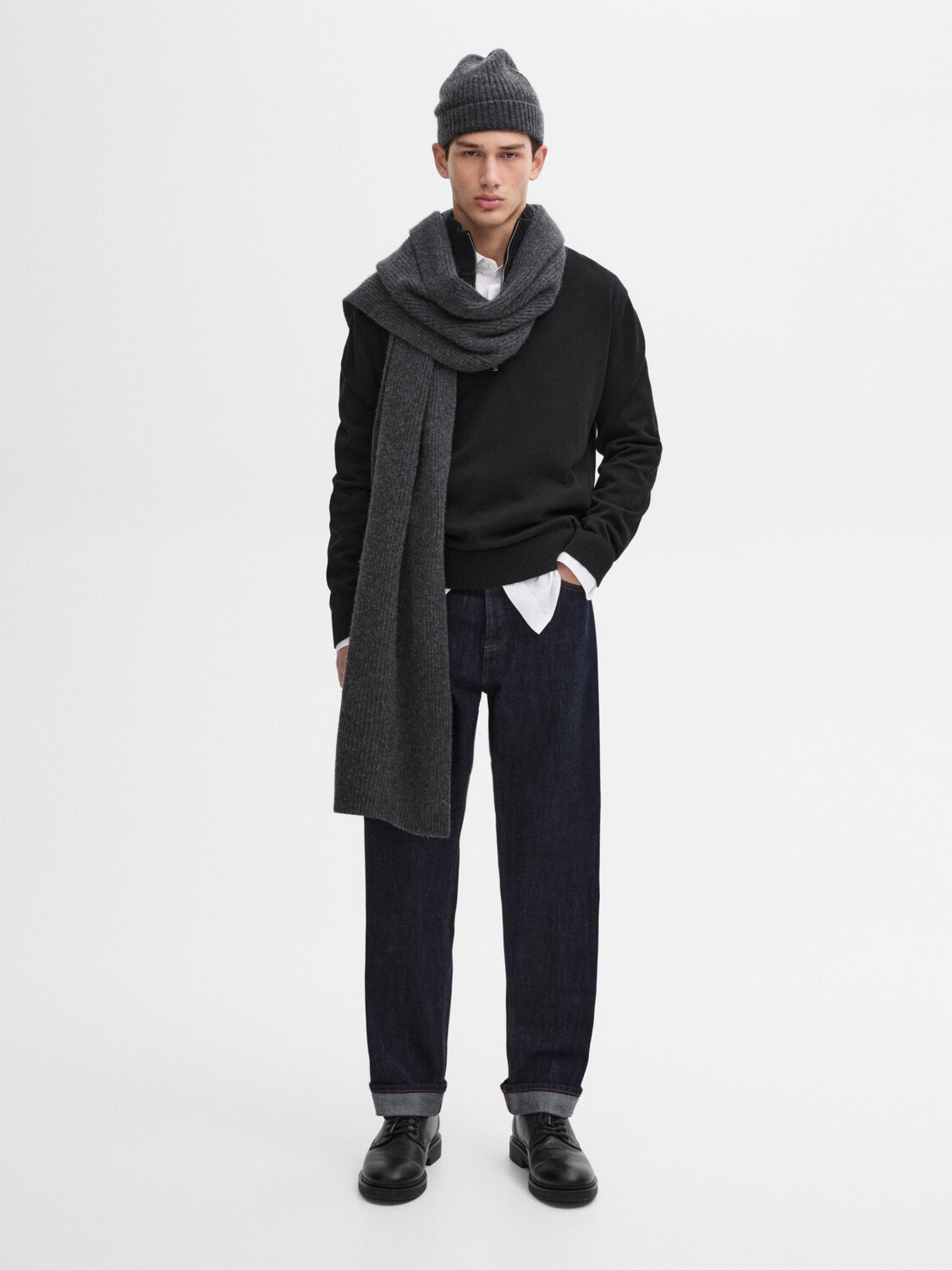 

Хлопковый свитер с воротником-стойкой и молнией Massimo Dutti, синий
