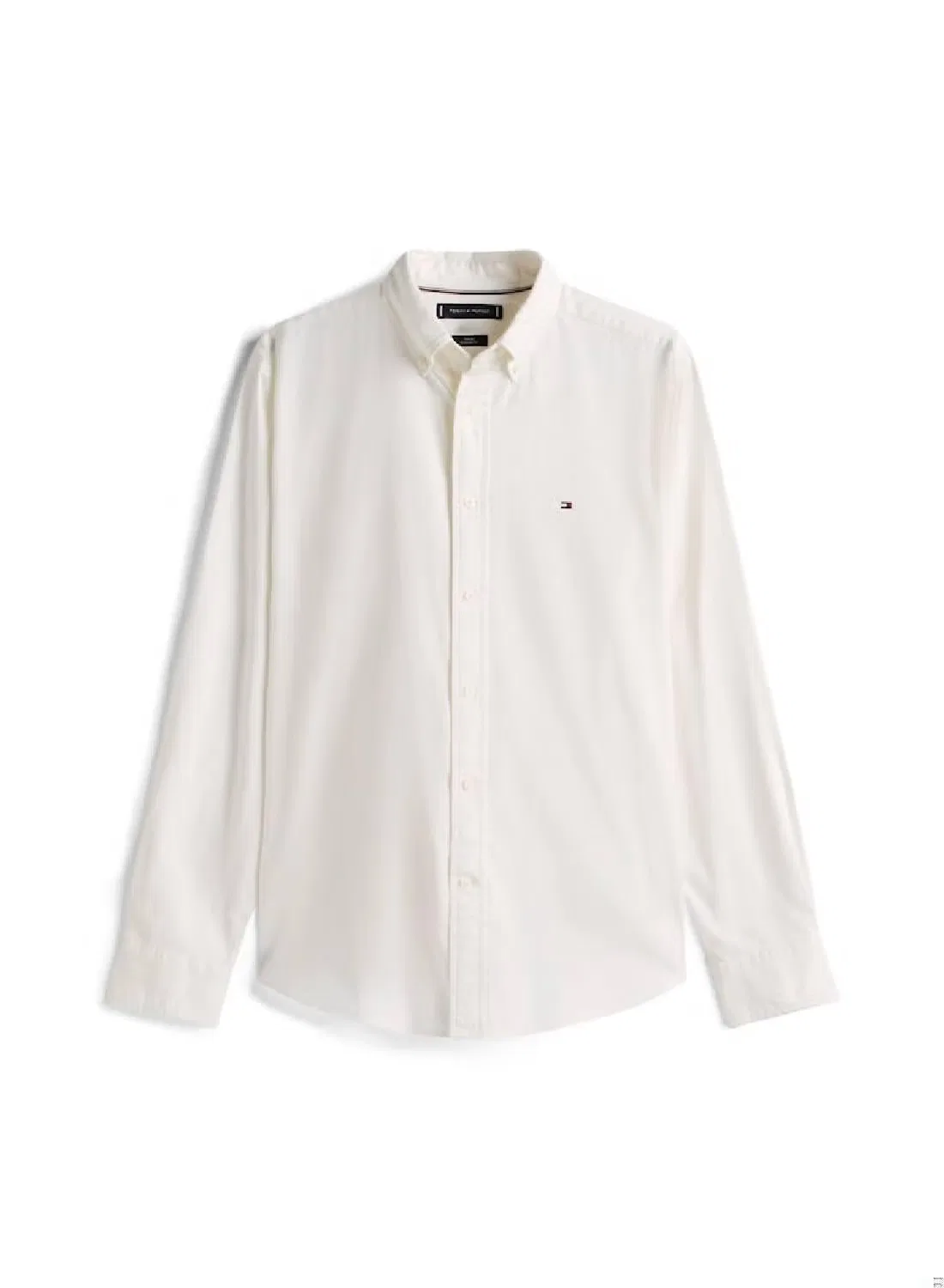 Рубашка с длинным рукавом Th Flex Regular Fit Tommy Hilfiger, слоновая кость — фото 4