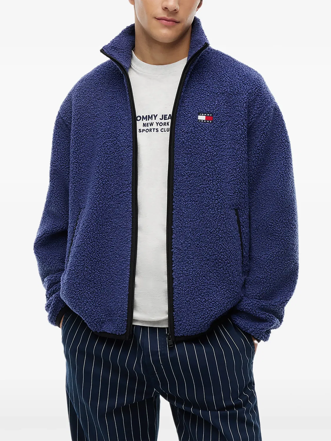 Флисовая куртка на молнии, синяя Tommy Hilfiger, синий — фото 4