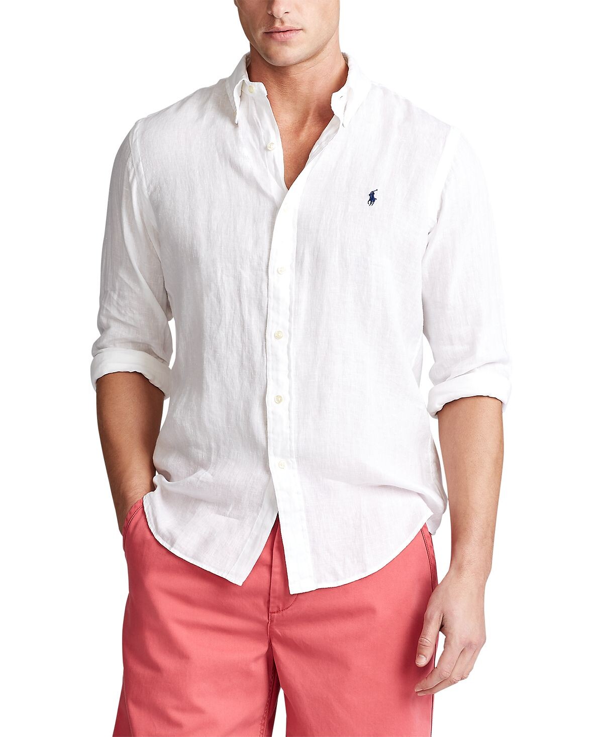 

Мужская льняная рубашка классического кроя Polo Ralph Lauren, белый