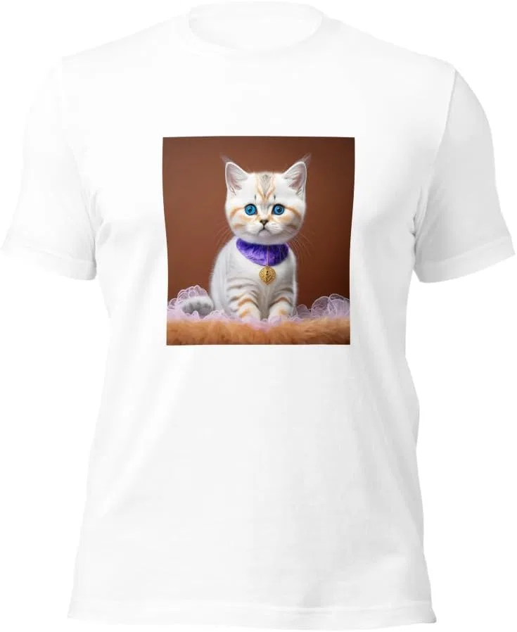 Мужская футболка с котом 3001, White