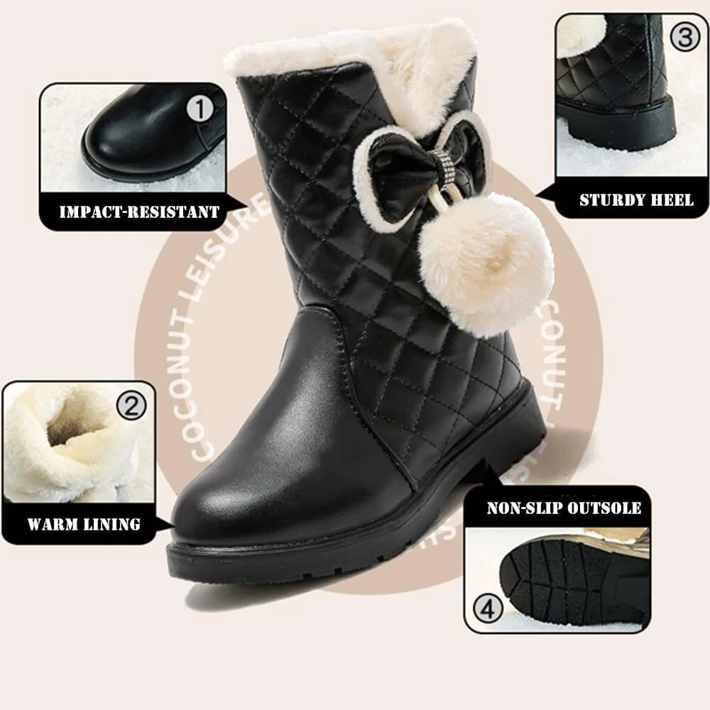Детские зимние ботинки для девочек с блестками BININBOX, Black — фото 4