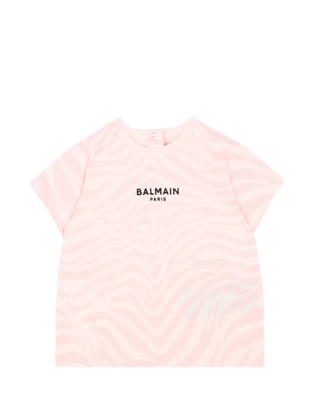 Футболка из хлопка с зебровым принтом Balmain Kids, розовый