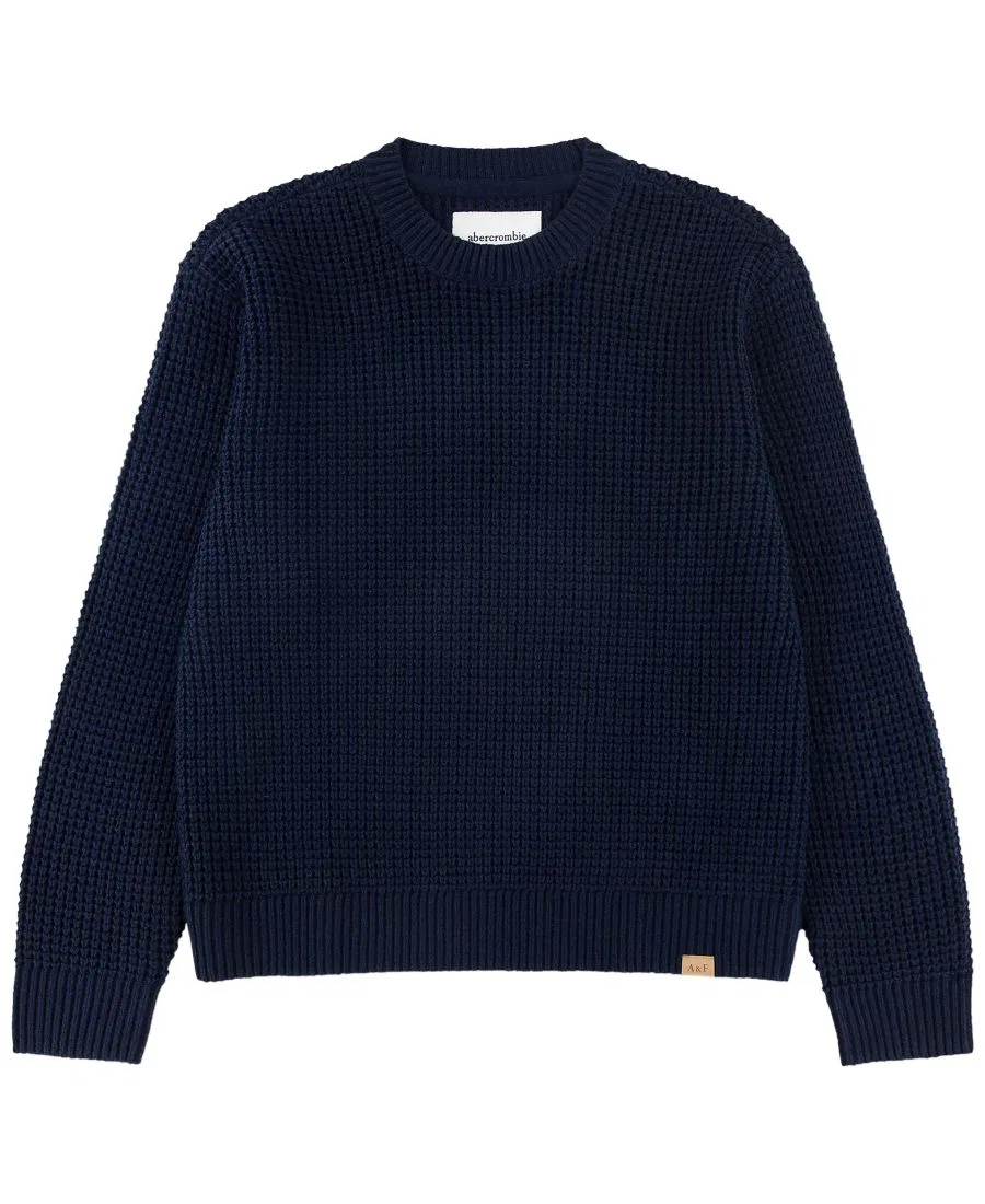 Свитшот с термо-текстурой и круглым вырезом, с длинным рукавом abercrombie kids, Navy Blazer