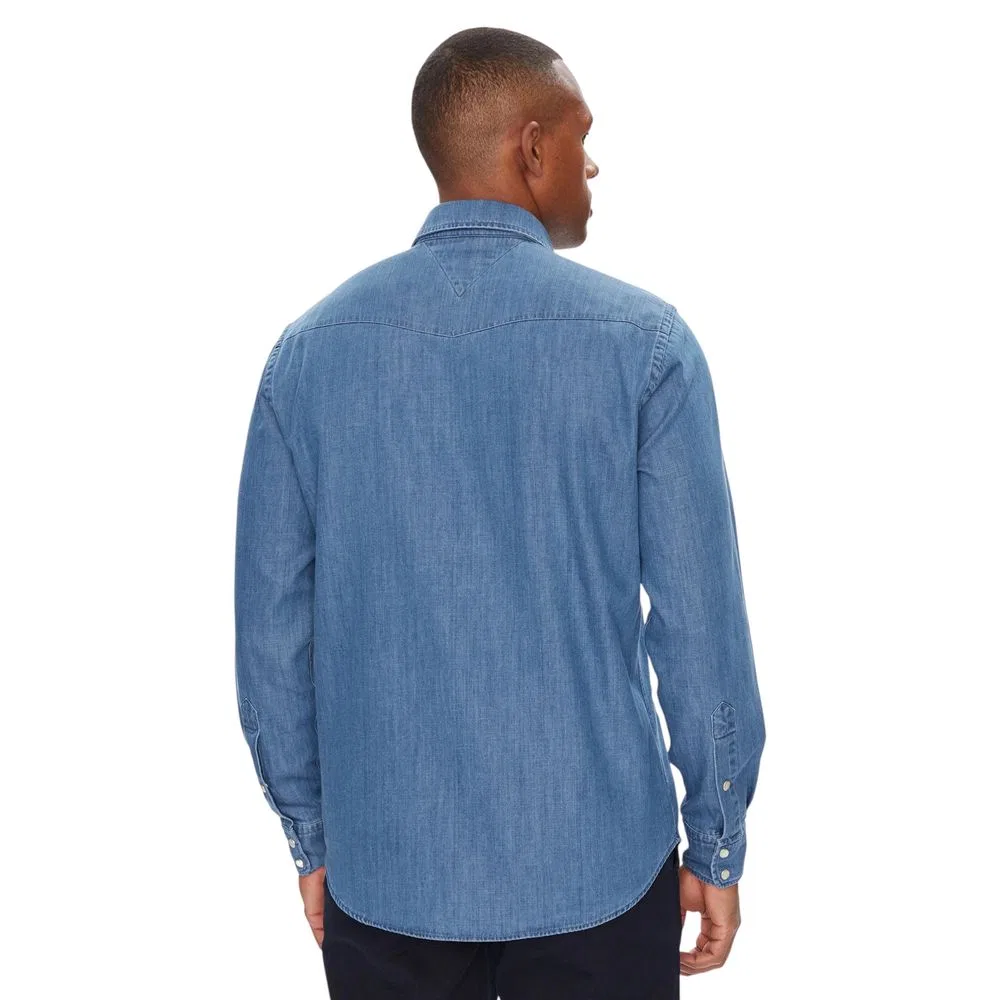Мужская рубашка с длинным рукавом из легкого денима Light Blue Denim Tommy Hilfiger, Light Blue — фото 2