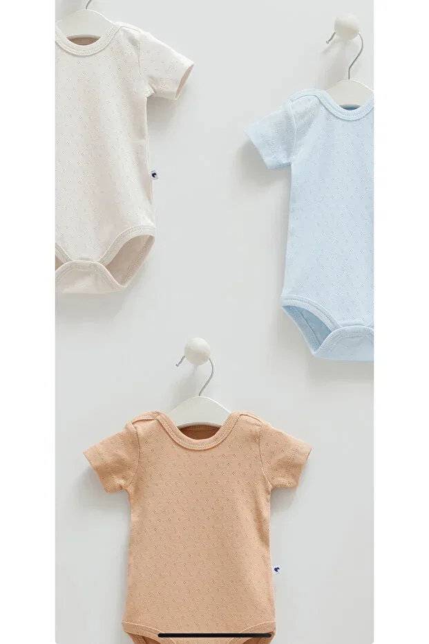 Детский комплект боди с коротким рукавом хлопковый Basics Caramell, Gray — фото 2