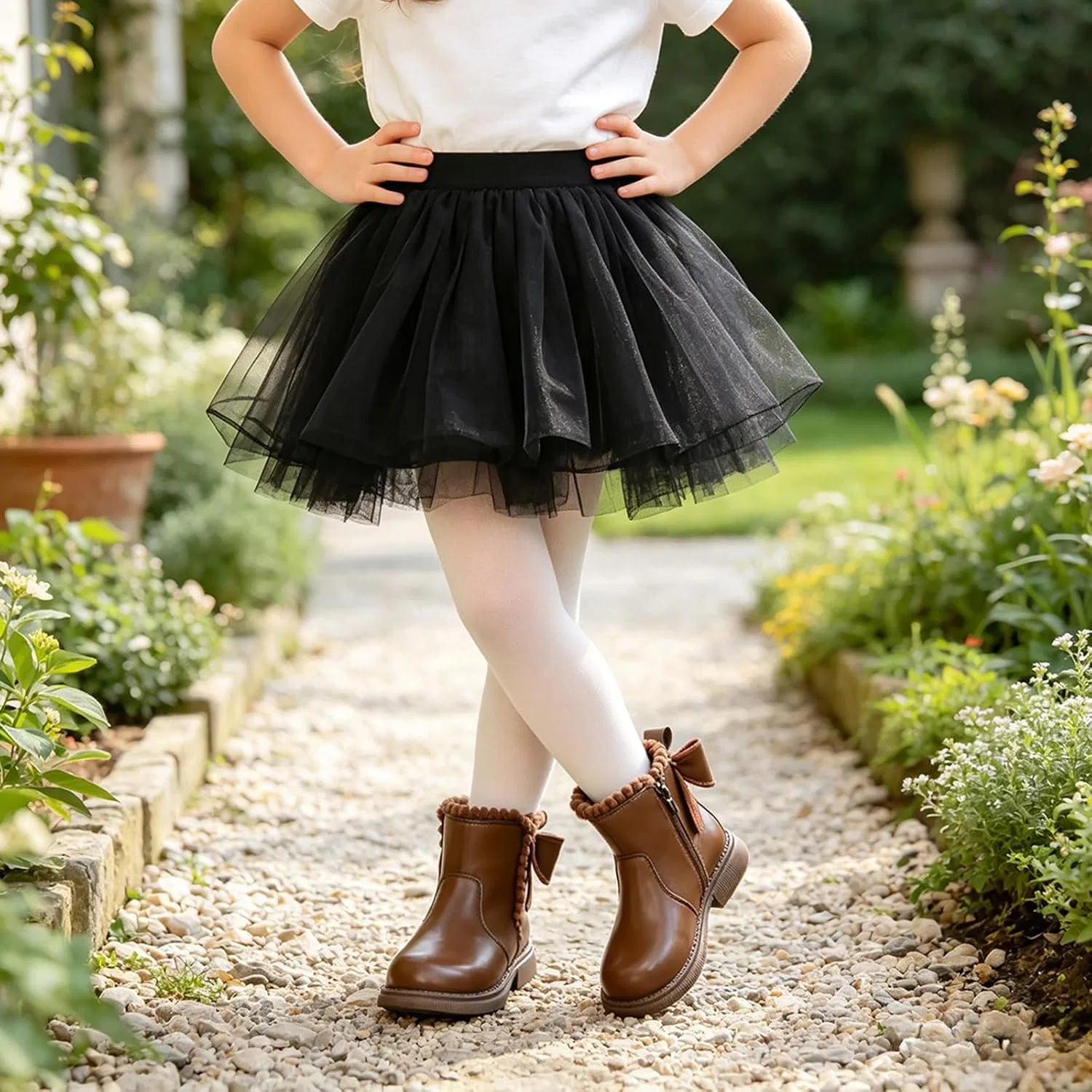 Детские сапоги для девочек с бантом и принтом Bow Ankle Boots, Brown — фото 4