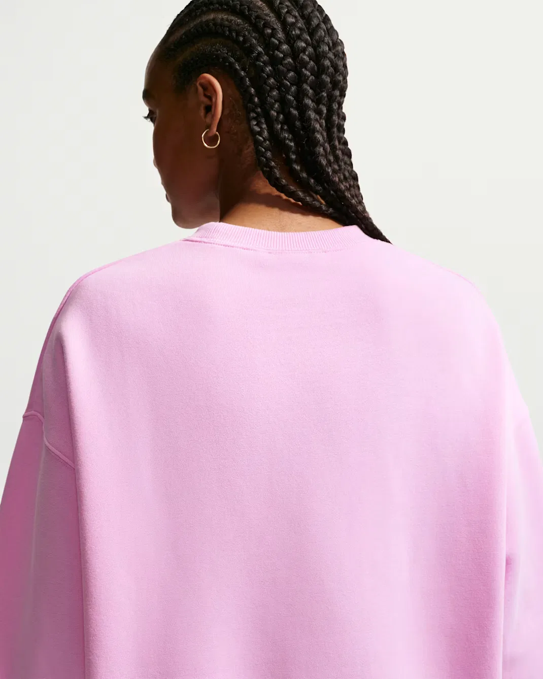 Женская толстовка оверсайз с круглым вырезом Nike Studio Fleece Medium Weight, Pink Rise/Sail — фото 2