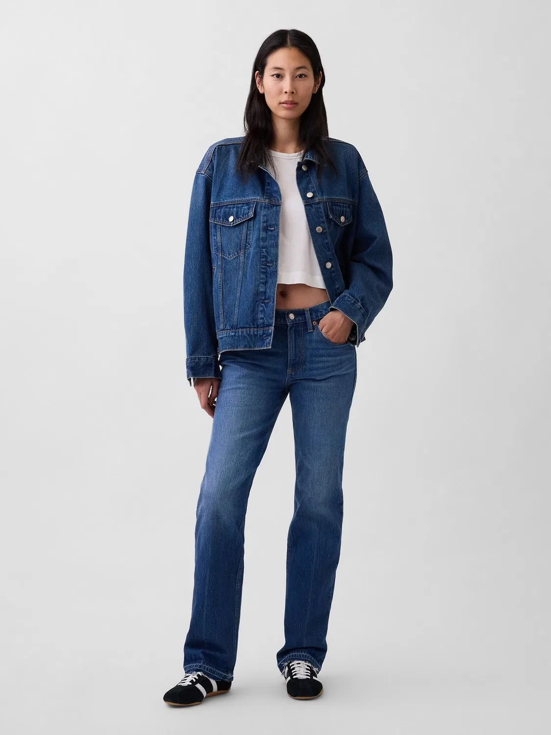 Джинсы прямые свободные Mid Rise Relaxed Straight Gap, Medium Wash — фото 4