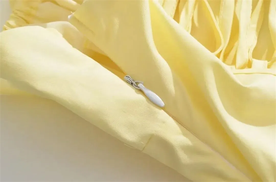 Женское элегантное платье-комбинация с открытой спиной, Yellow — фото 4