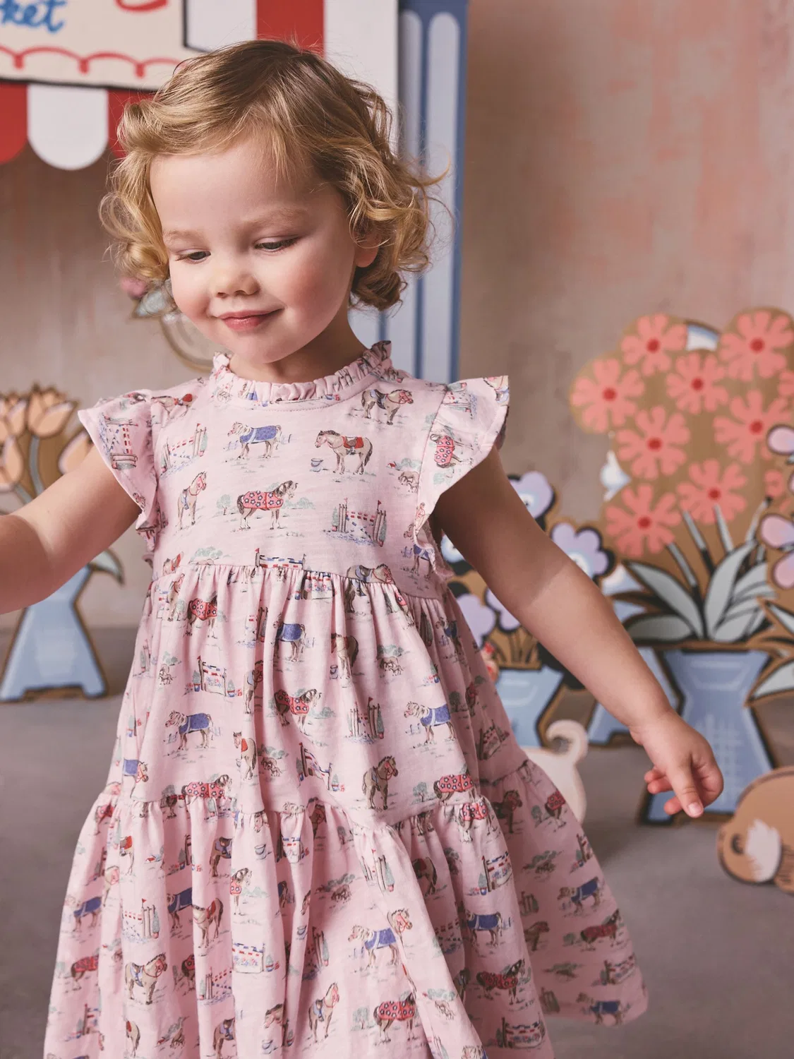 Платье ярусное из джерси, Cath Kidston Next, розовый — фото 3
