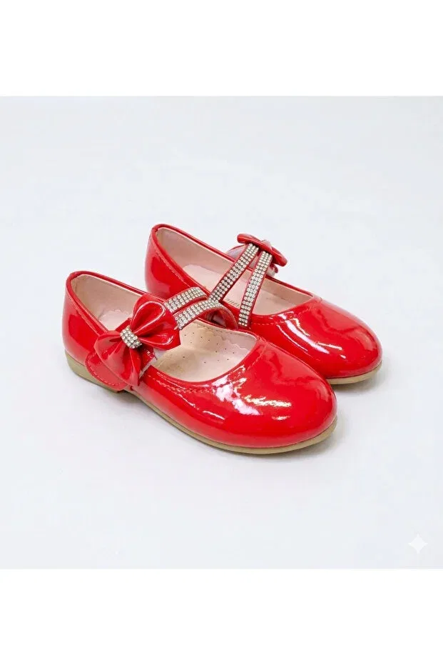 Детские балетки для девочек с бантом Patik Bebe, Red — фото 4