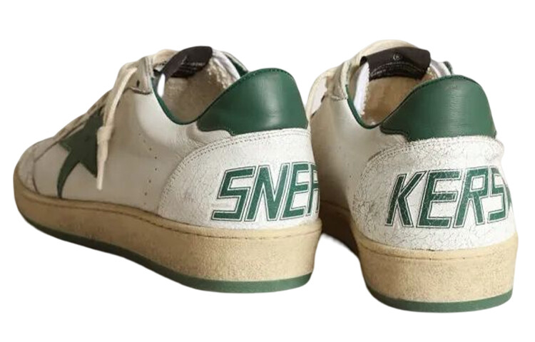 Мужские кеды Golden Goose низкие с нашивкой, бело-зеленый — фото 4