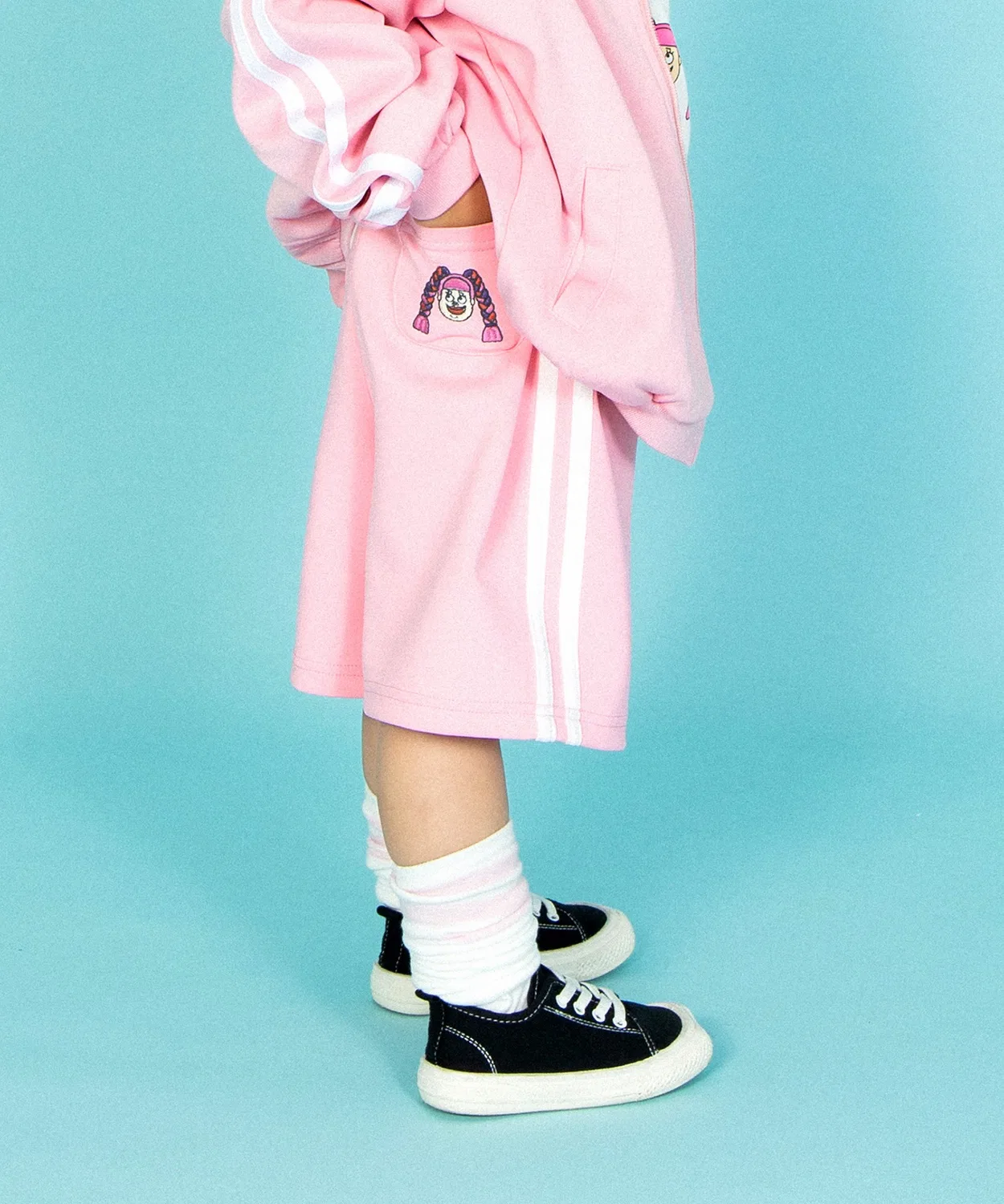 Детские шорты из футера с принтом, модель PNK26SS-001 PUNYUS, Light Pink