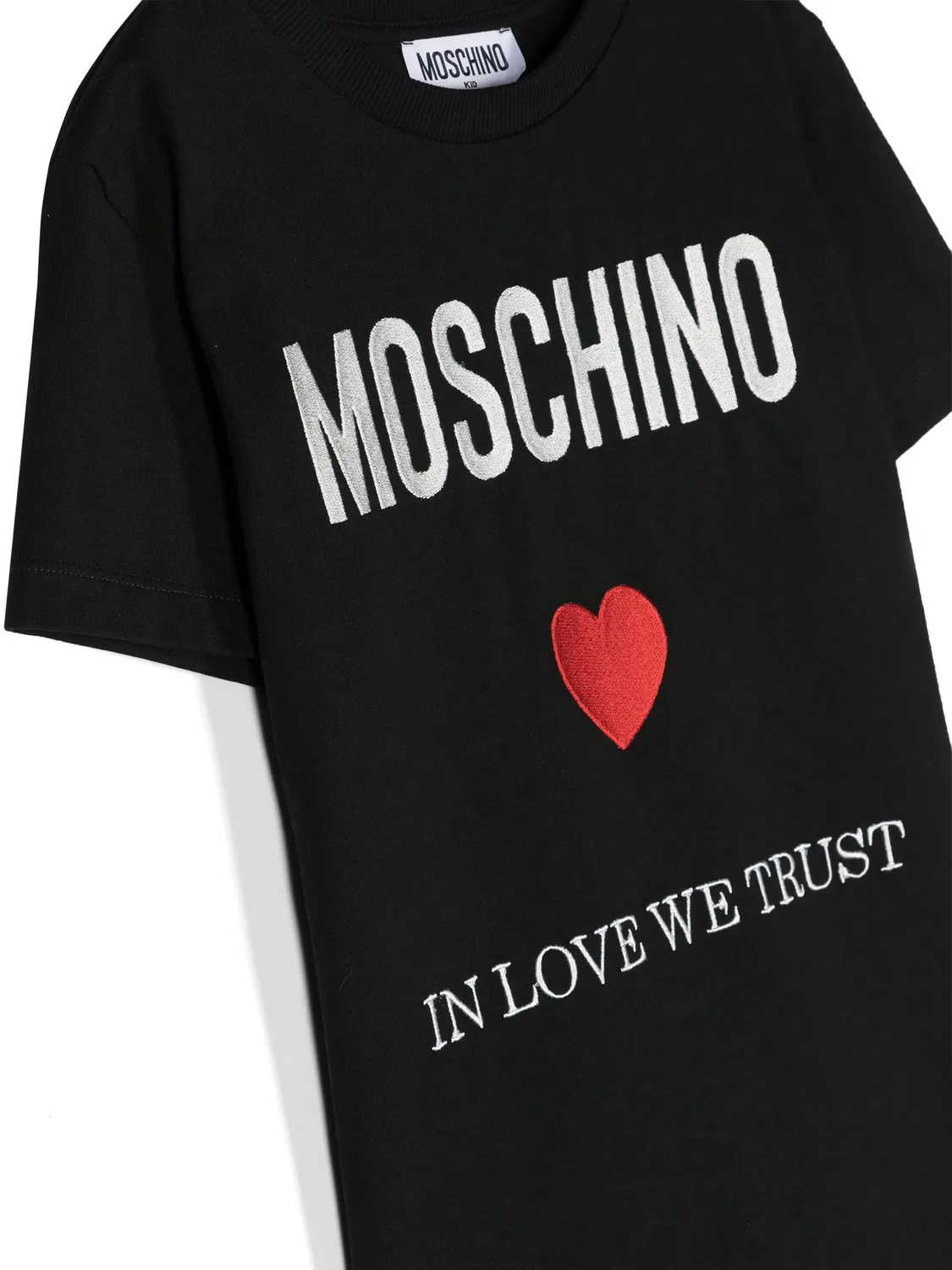 Хлопковая футболка с вышивкой Moschino, черный — фото 3