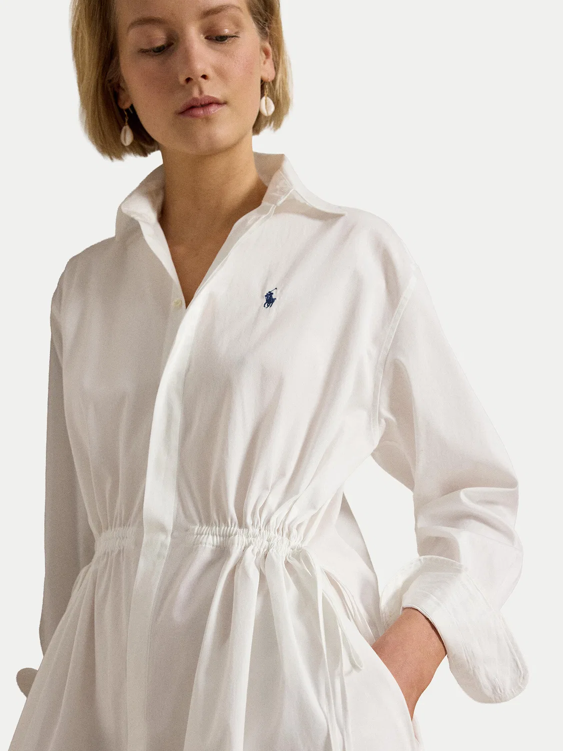 Женское платье-рубашка свободного кроя Polo Ralph Lauren, белый — фото 4