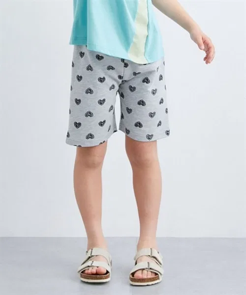 Детские шорты с принтом Heart Print, модель QUNTSTYLE, Heather Grey