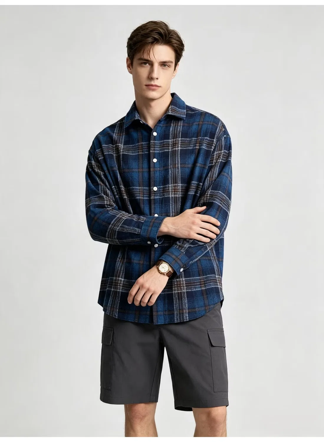 Рубашка с принтом в клетку, свободная, Zara, тибетский зеленый