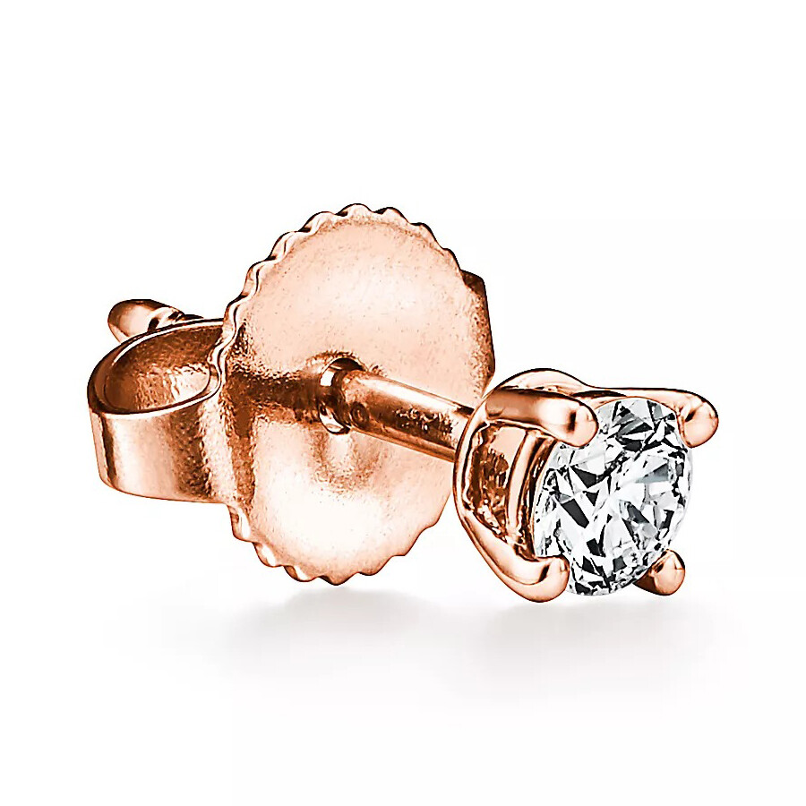 Серьги Tiffany & Co. Solitaire Diamond Stud, розовое золото/бриллиант — фото 2