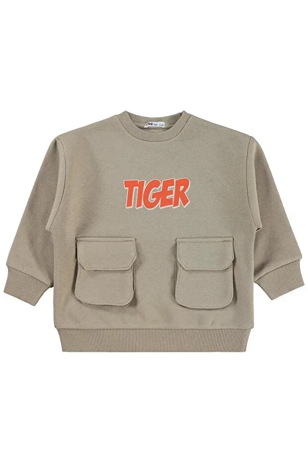 Детские свитшот для мальчиков с принтом Tiger print-embroidered Civil Boys, Taupe