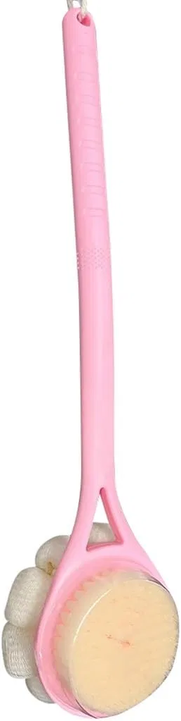 Двусторонняя щетка для тела с мочалкой, Generic, 36.5x9 см, Розовый