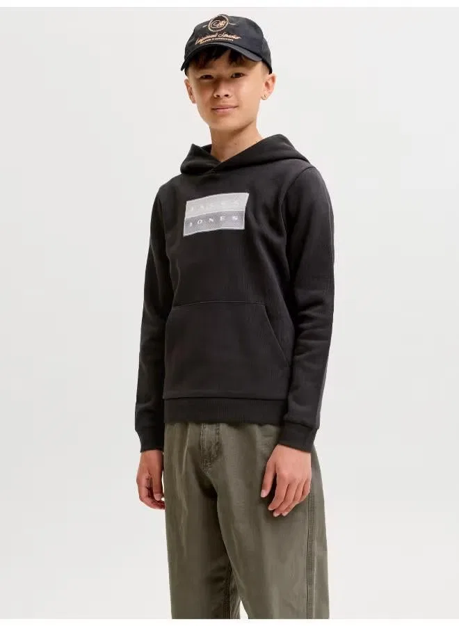 Худи с графическим принтом Youth Fusion Jack & Jones Junior, черный