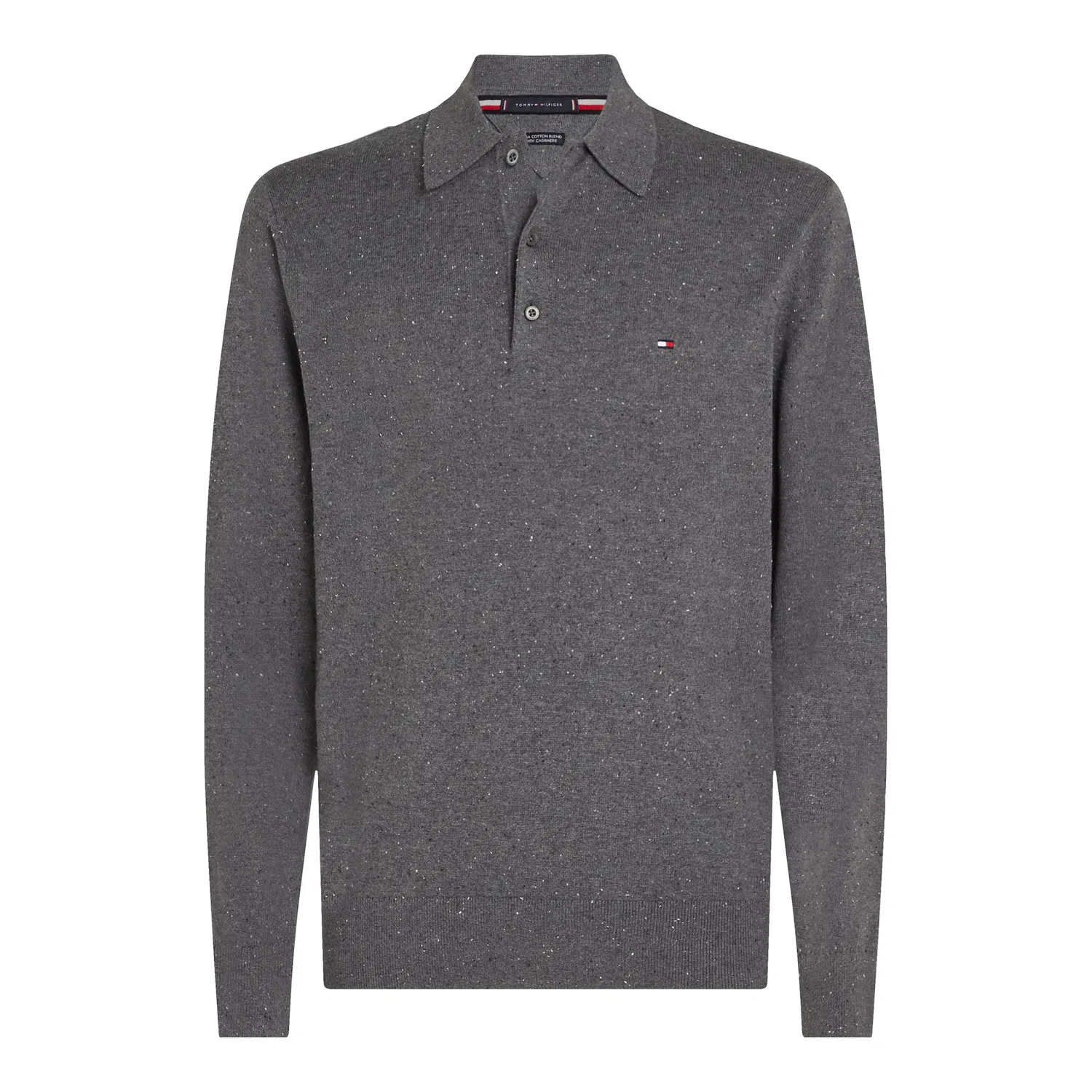 Мужской пуловер с поло-воротником из кашемира Tommy Hilfiger, Medium Grey Heather