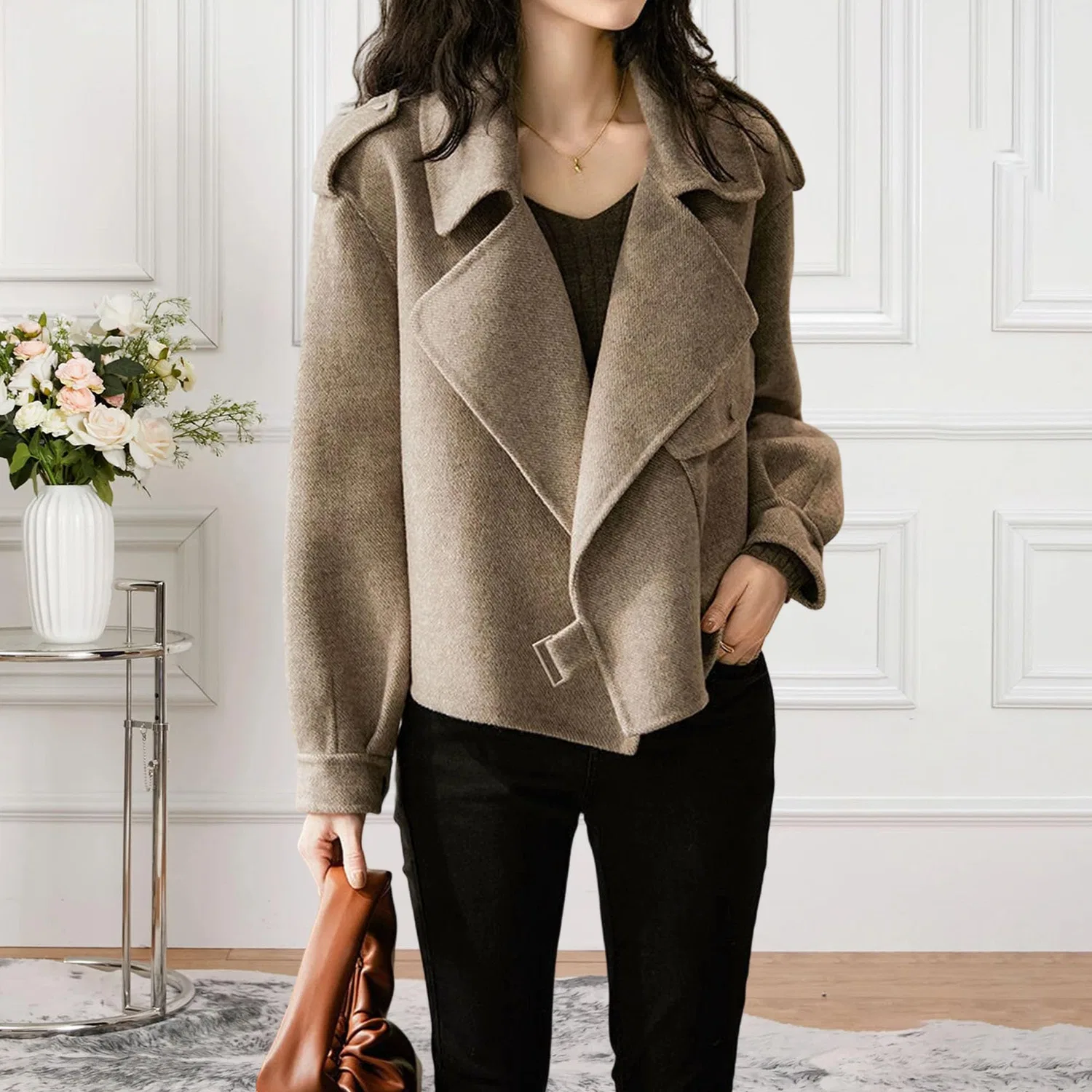 Женское пальто с лацканами, модель trench coat, Cachi — фото 3