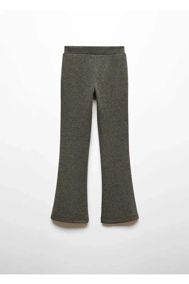 Детские леггинсы для девочек с принтом Mini Houndstooth Patterned, Mango Kids, Coal Black — фото 3