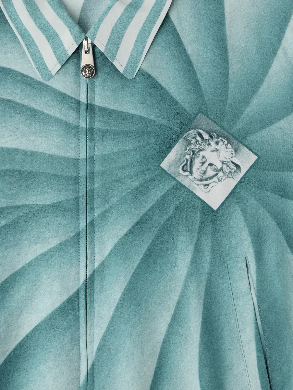 Поплиновая куртка с принтом VERSACE, синий — фото 3