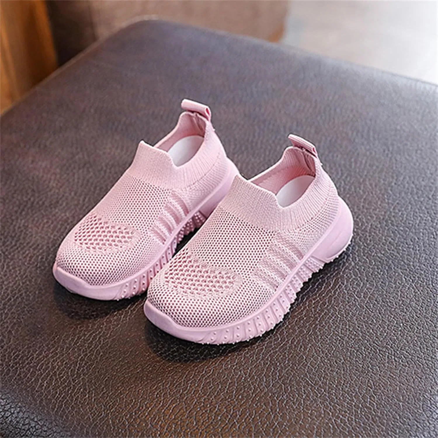 Детские кроссовки для мальчиков с сеткой без шнуровки, Pink — фото 2