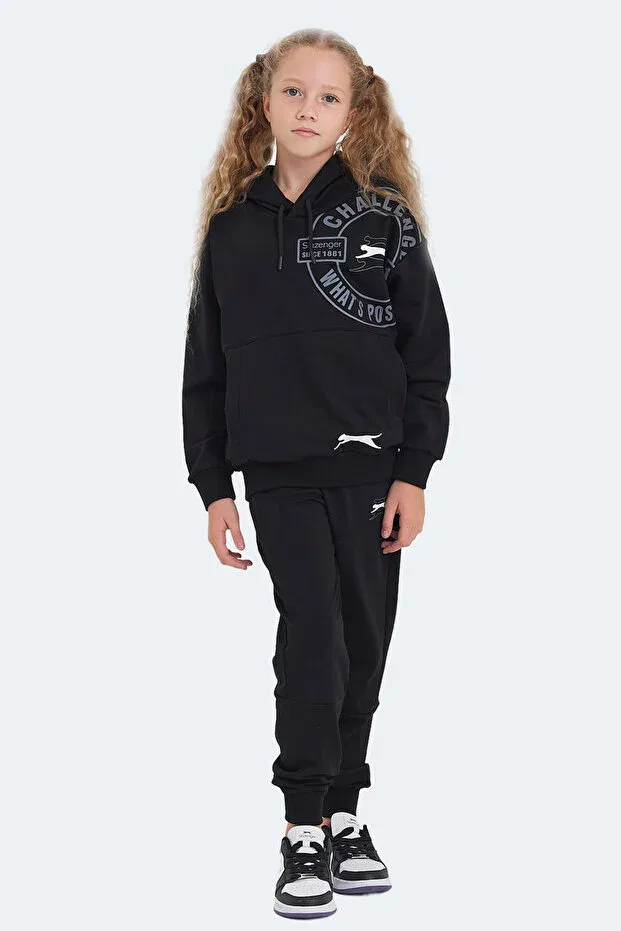 Детский спортивный комплект для девочек однотонный Slazenger, Black — фото 3