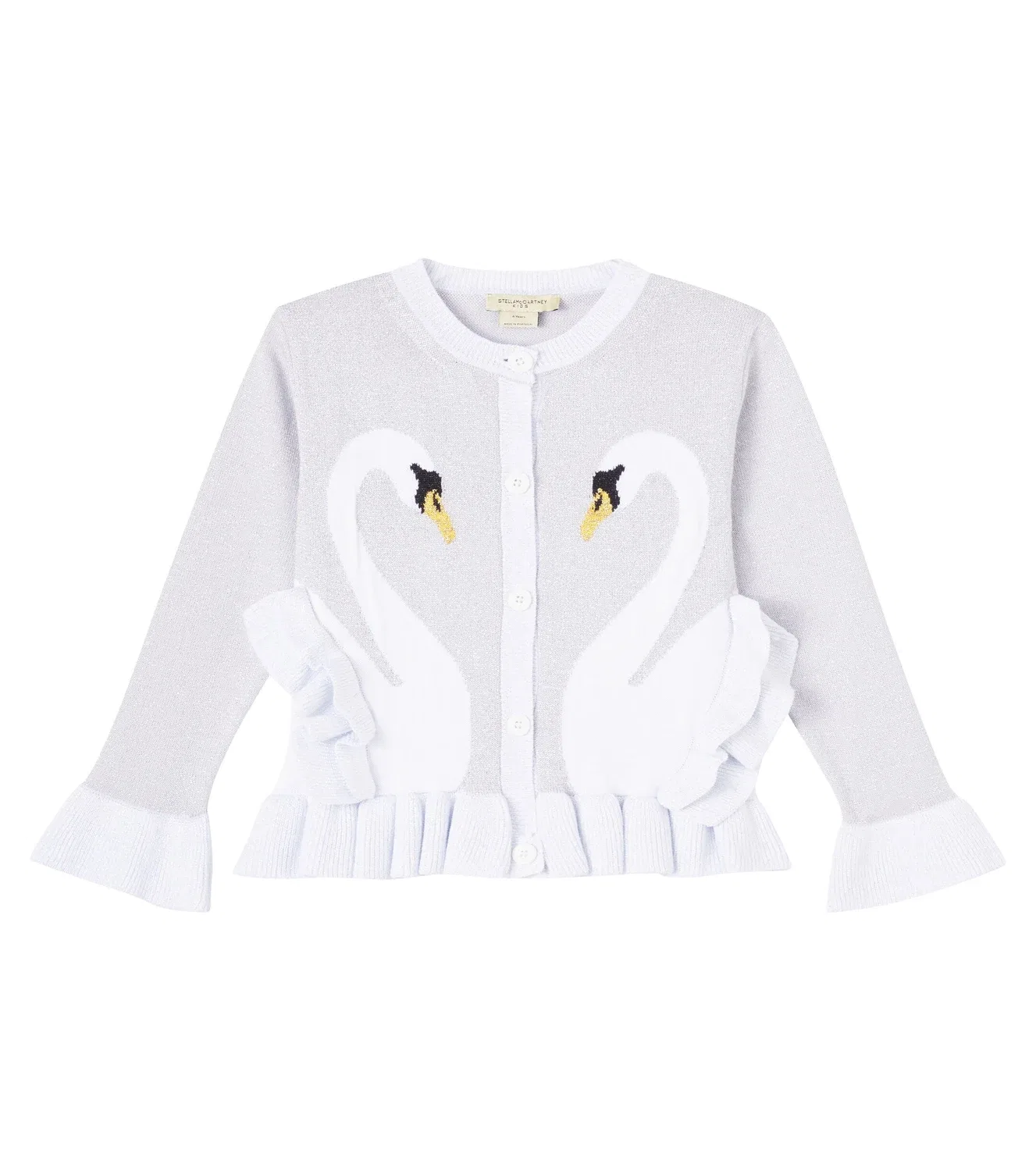 Жаккардовый кардиган с оборками Stella Mccartney Kids, серый