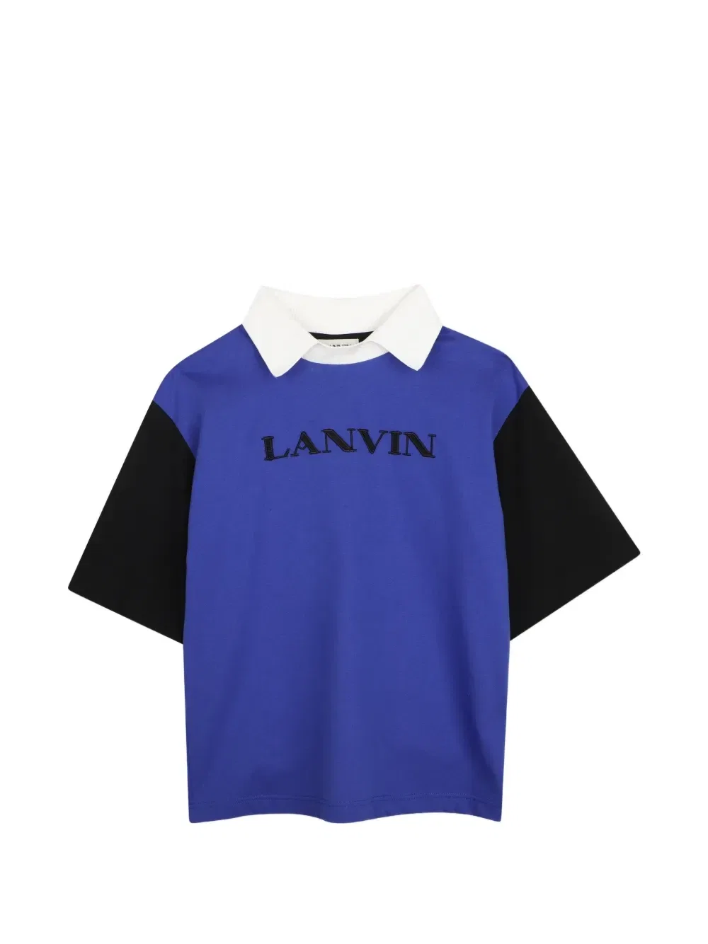 Футболка в стиле колор-блок с вышитым логотипом Lanvin Enfant, синий
