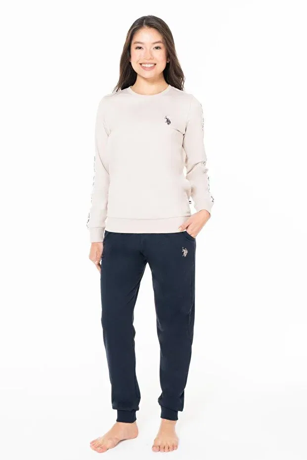 Женский комплект свитшот-брюки с длинным рукавом U.S. Polo Assn., Beige — фото 2