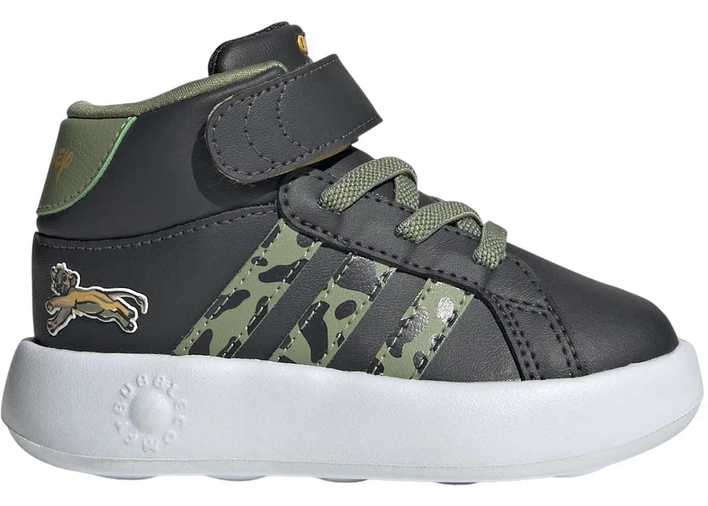 Детские кроссовки Lifestyle с принтом Disney Adidas Grand Court Mid, Carbon Tent Green Semi Spark