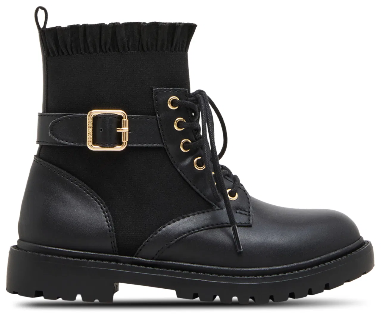 Детские ботинки для девочек с рюшами, на шнуровке, Steve Madden, Black