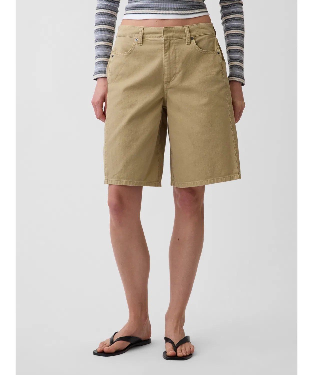Женские шорты-траузеры со складками Mid Rise Twill Side Pleat GAP, Beige