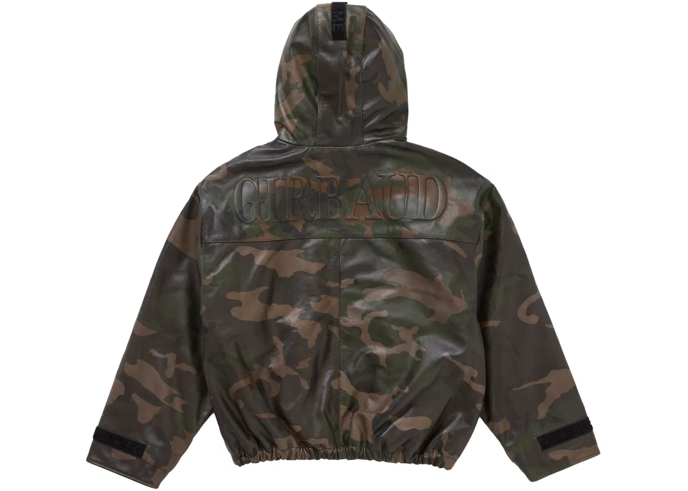 Мужская куртка-бомбер из кожи с капюшоном Supreme Marithé + François Girbaud Hooded Leather Flight Bomber Jacket, Woodland Camo — фото 3