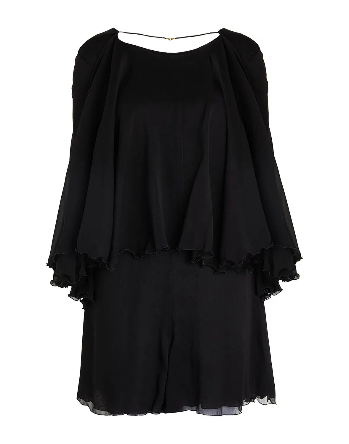 Женский комбинезон с воротником-стойкой Silky Georgette Saint Laurent, черный