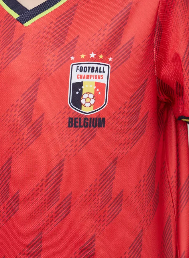 Styli Комплект футболка и шорты с принтом Belgium Teens FIFA, красный — фото 4