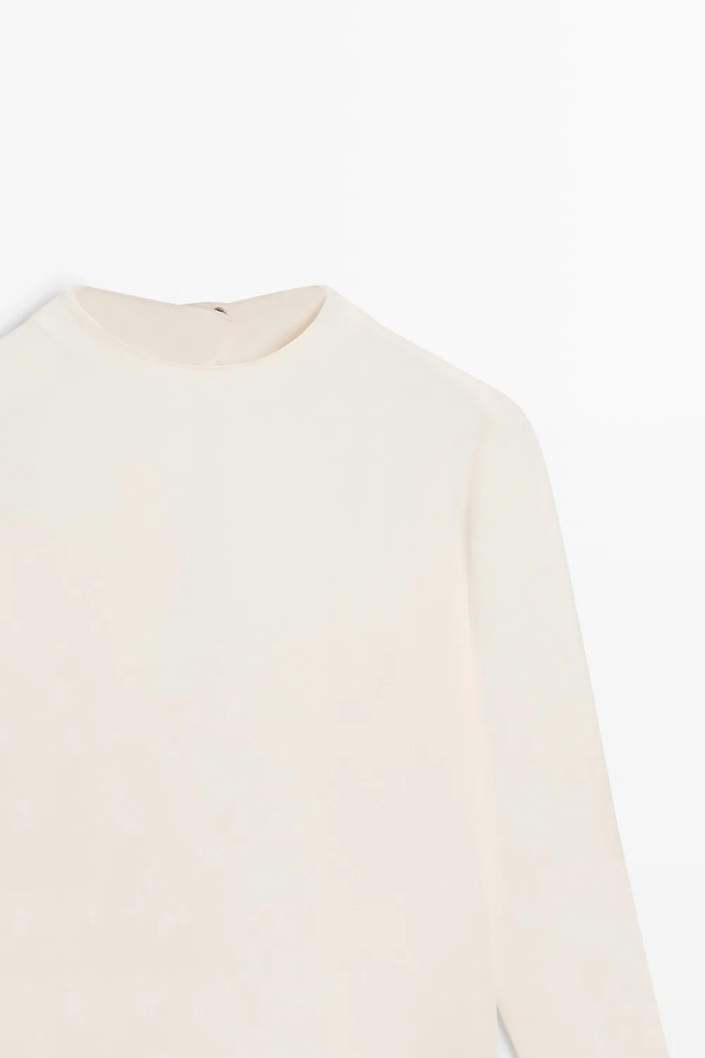 Топ с длинными рукавами и декоративной отделкой на спине Massimo Dutti, кремовый — фото 3