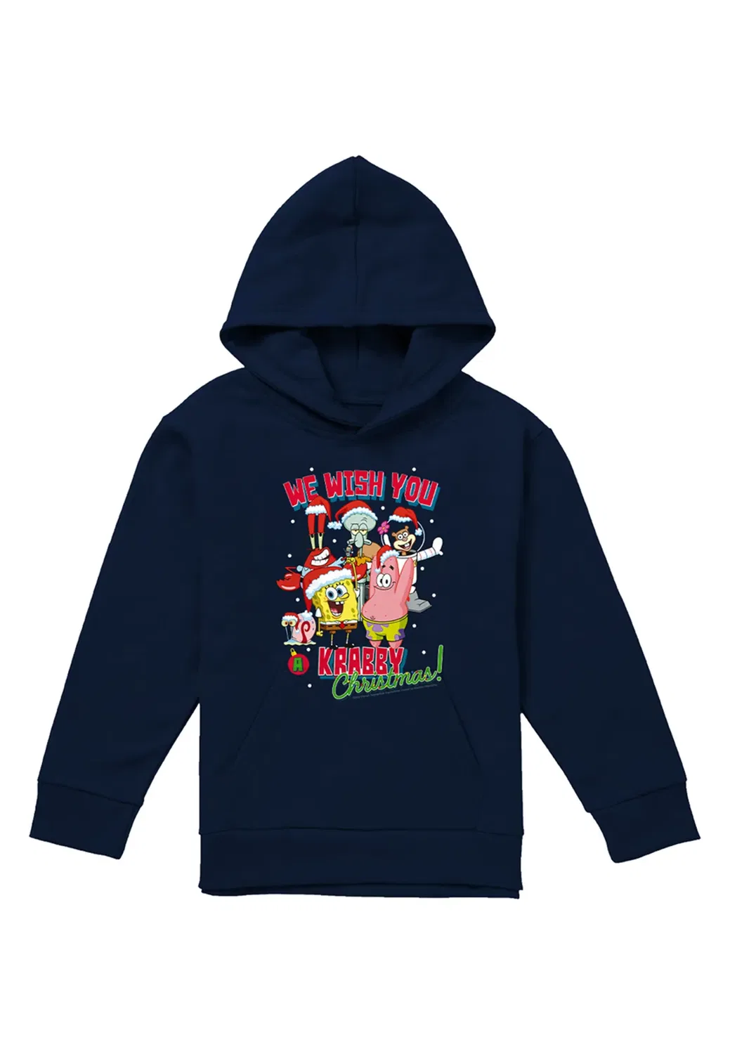 Детский худи с принтом Spongebob Crabby Christmas Nickelodeon, Navy